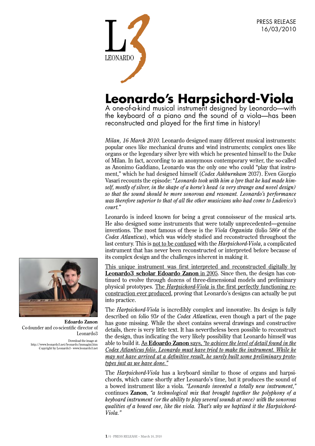 Leonardo's Harpsichord-Viola