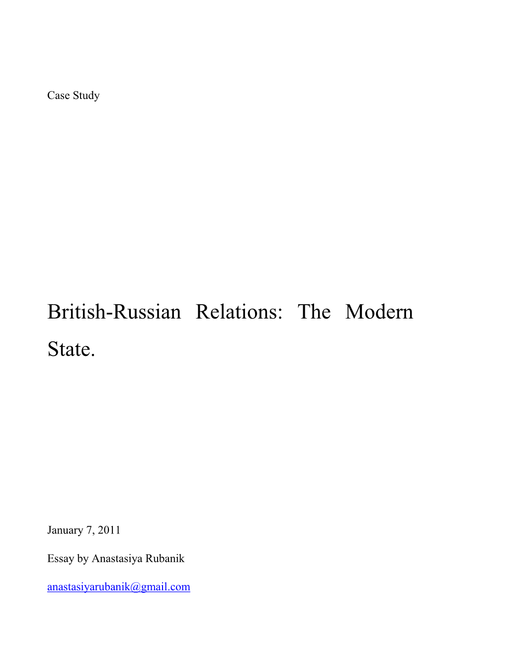 British-Russian Relations: the Modern State