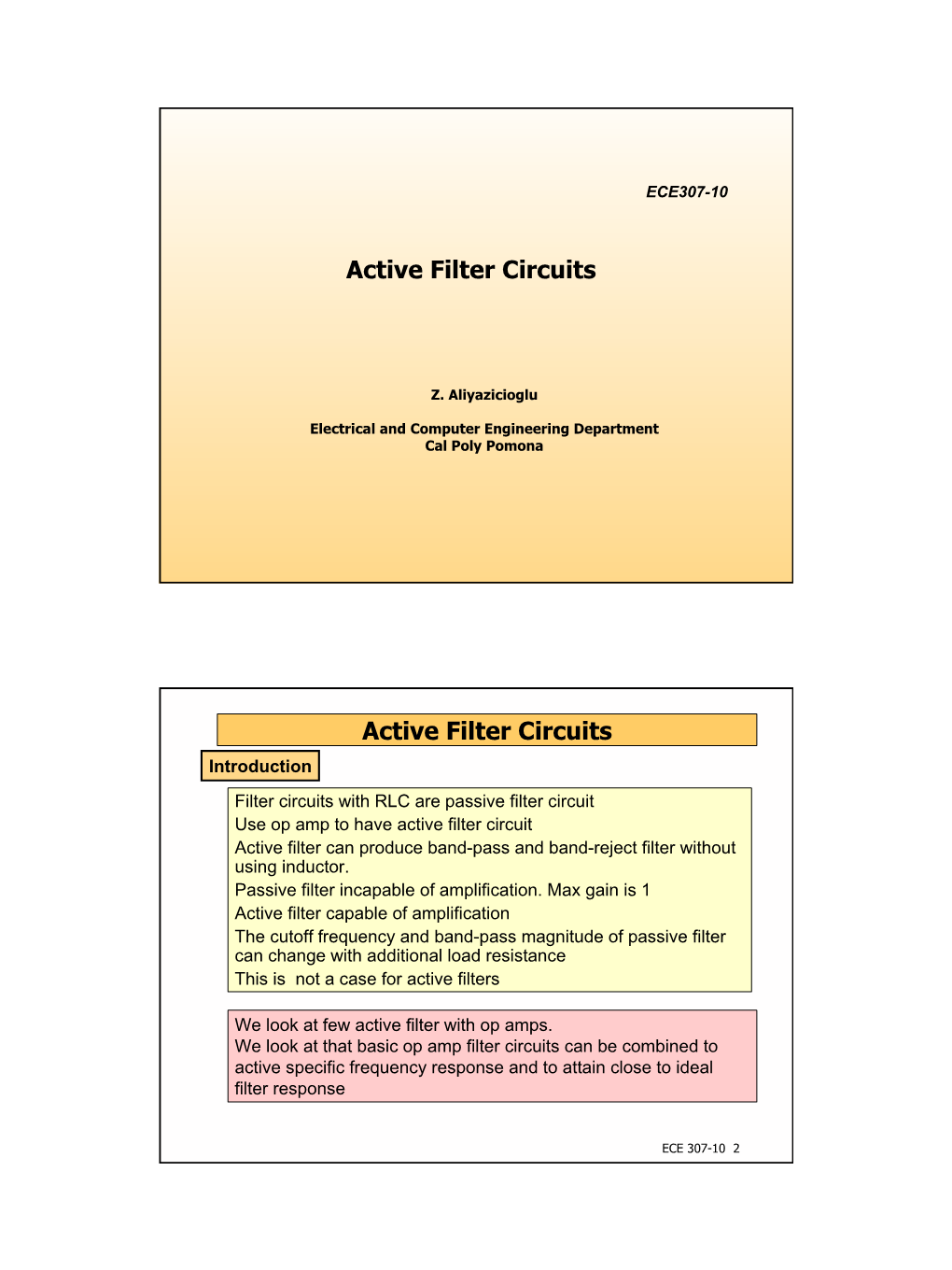 Active Filter Circuits Active Filter Circuits