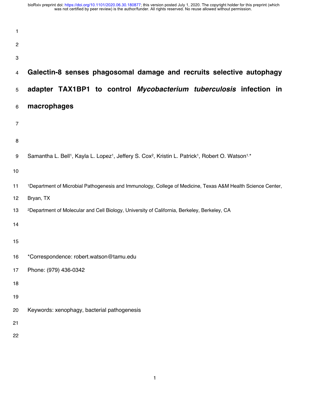 Galectin-8 Senses Phagosomal Damage and Recruits Selective Autophagy