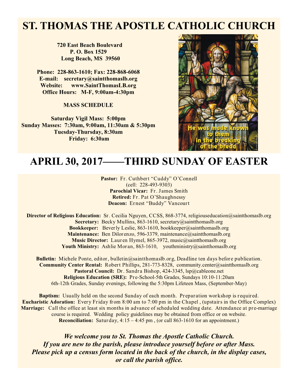 St. Thomas the Apostle Catholic Church April 30, 2017