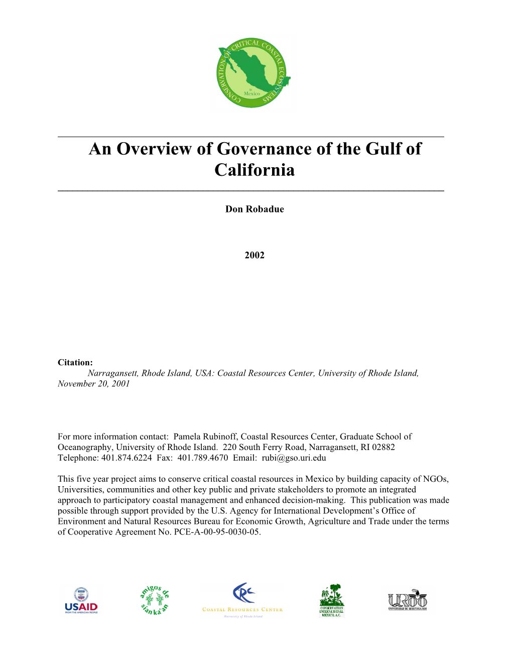 An Overview of Governance of the Gulf of California ______