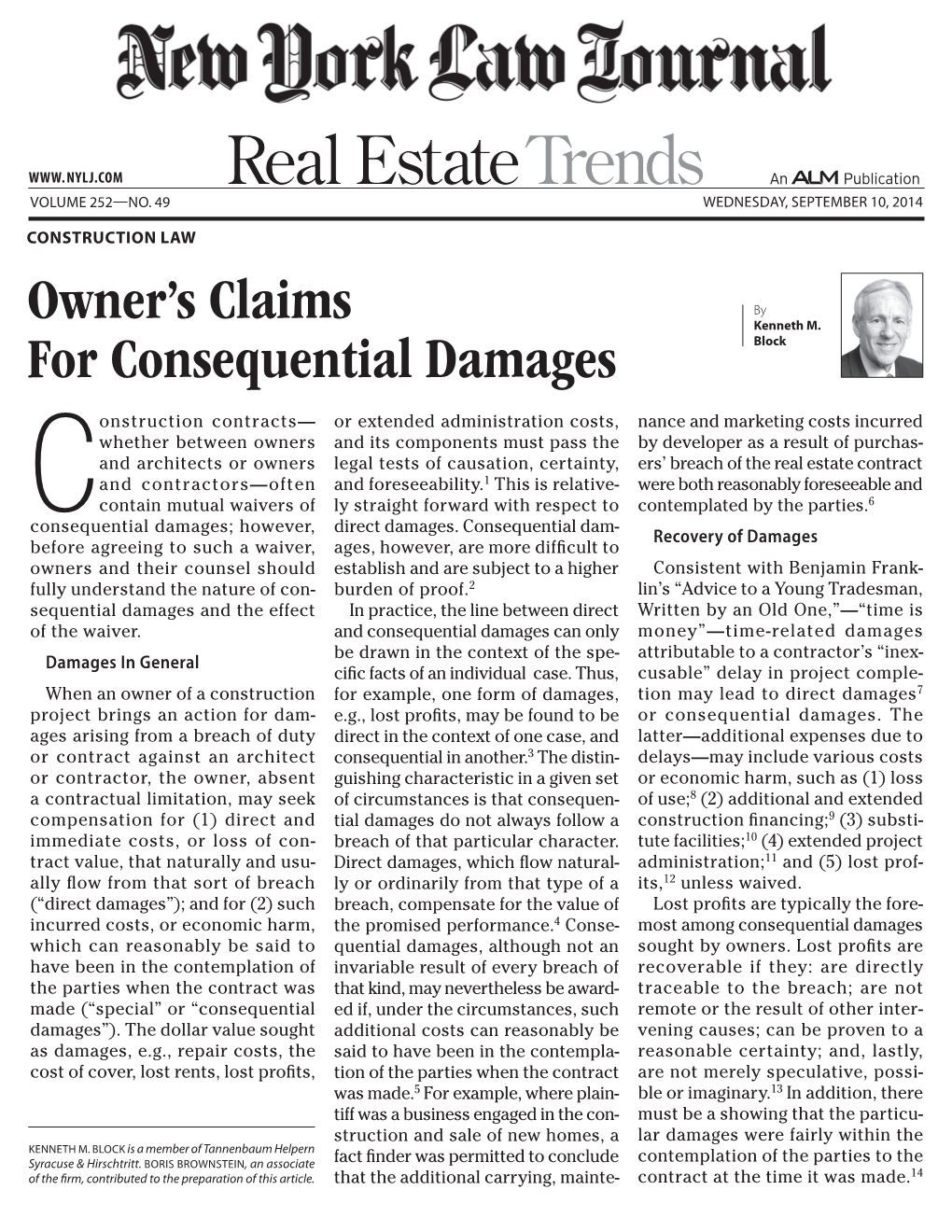 Owner's Claims for Consequential Damages