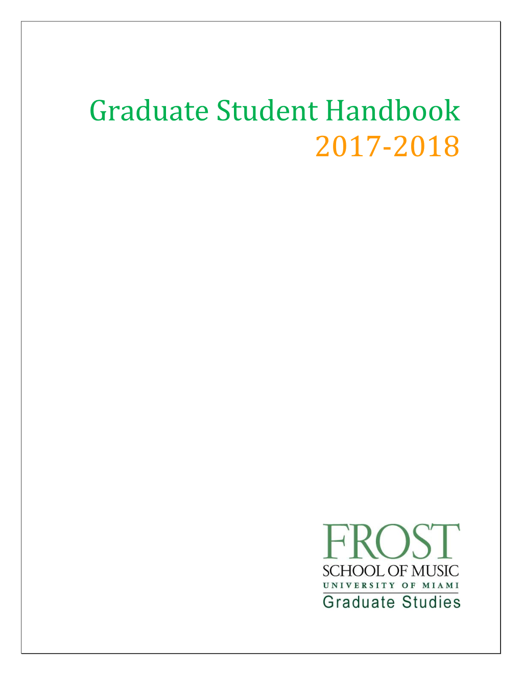 Graduate Studies Handbook