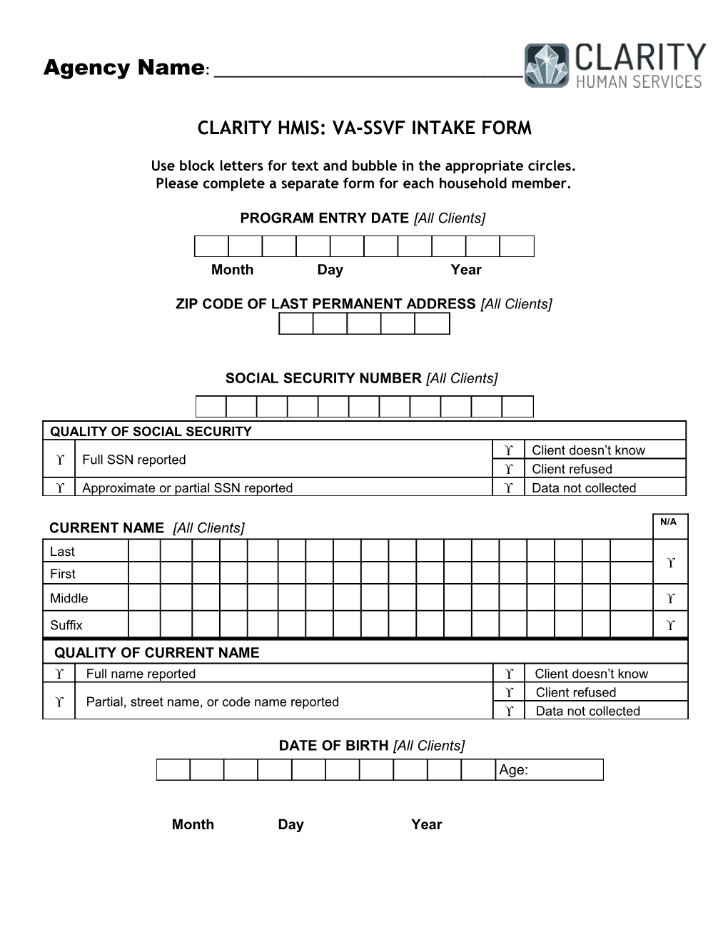 Clarity Hmis: Hud-Hopwa Intake Form