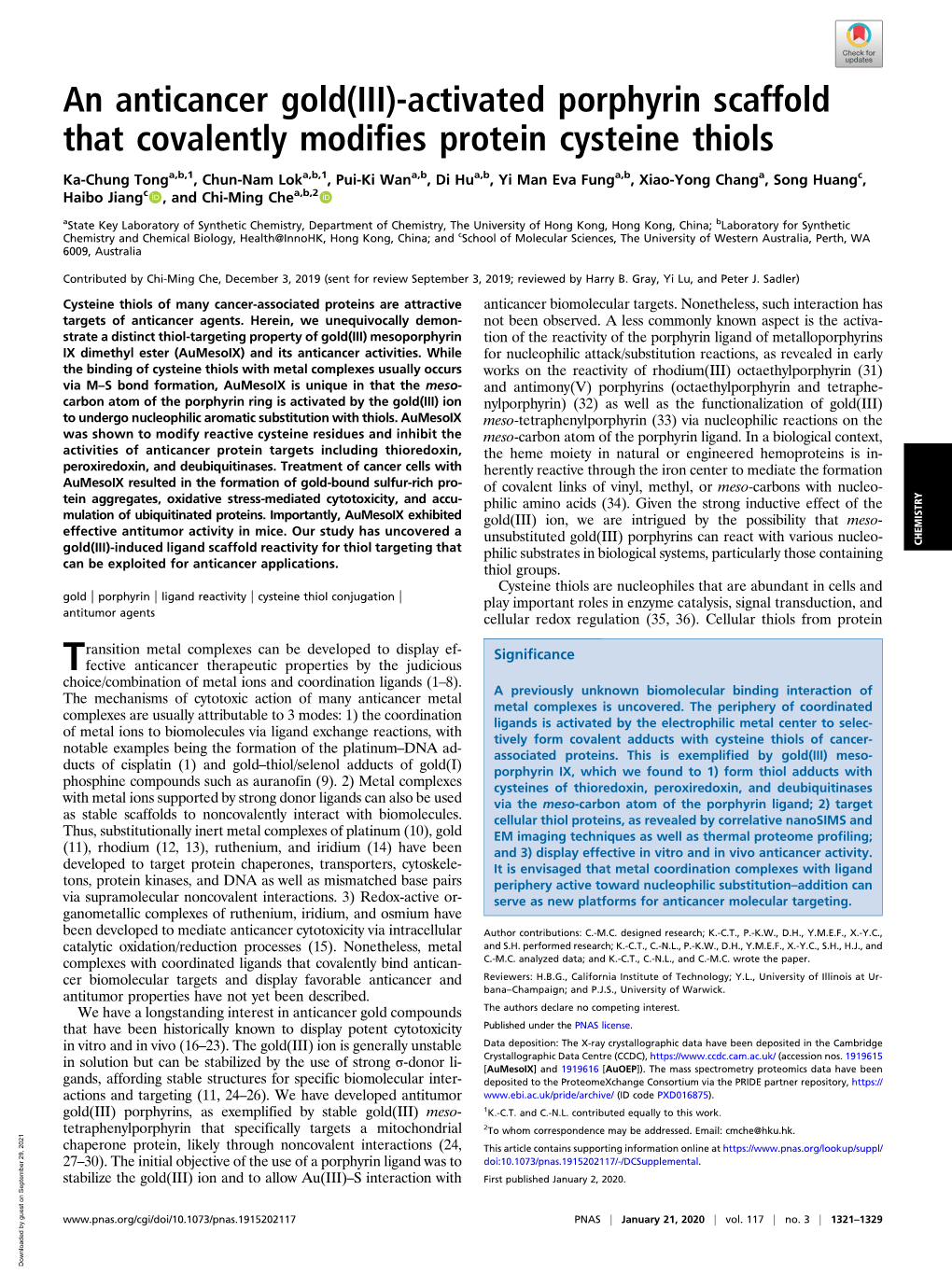 Activated Porphyrin Scaffold That Covalently Modifies Protein Cysteine Thiols