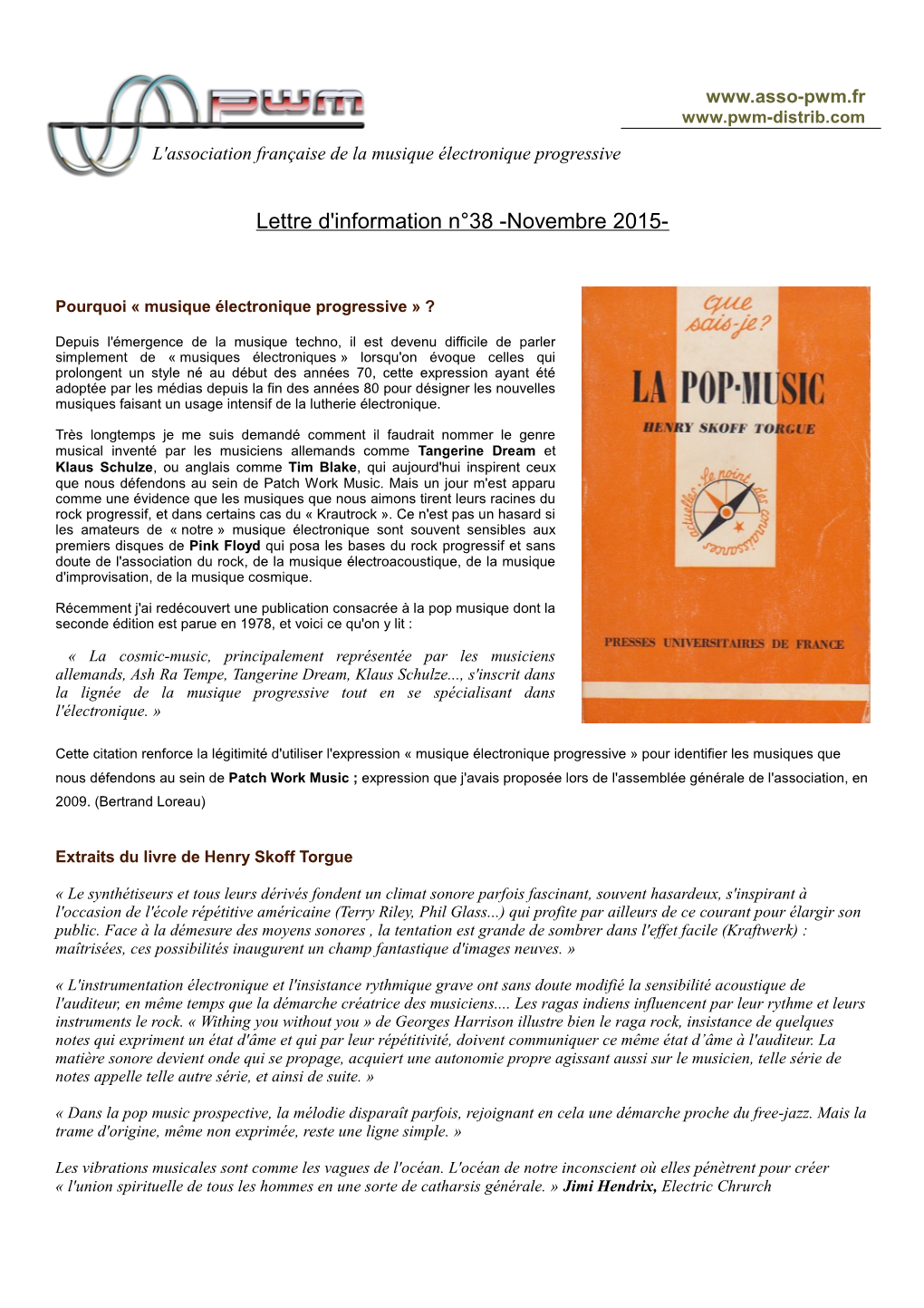 Lettre D'information N°38 -Novembre 2015