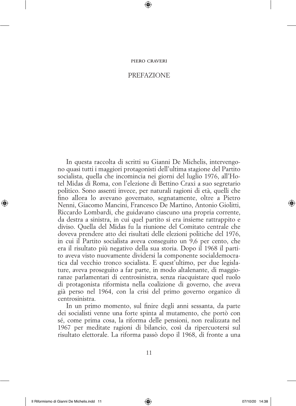 Piero Craveri PREFAZIONE in Questa Raccolta Di Scritti Su Gianni