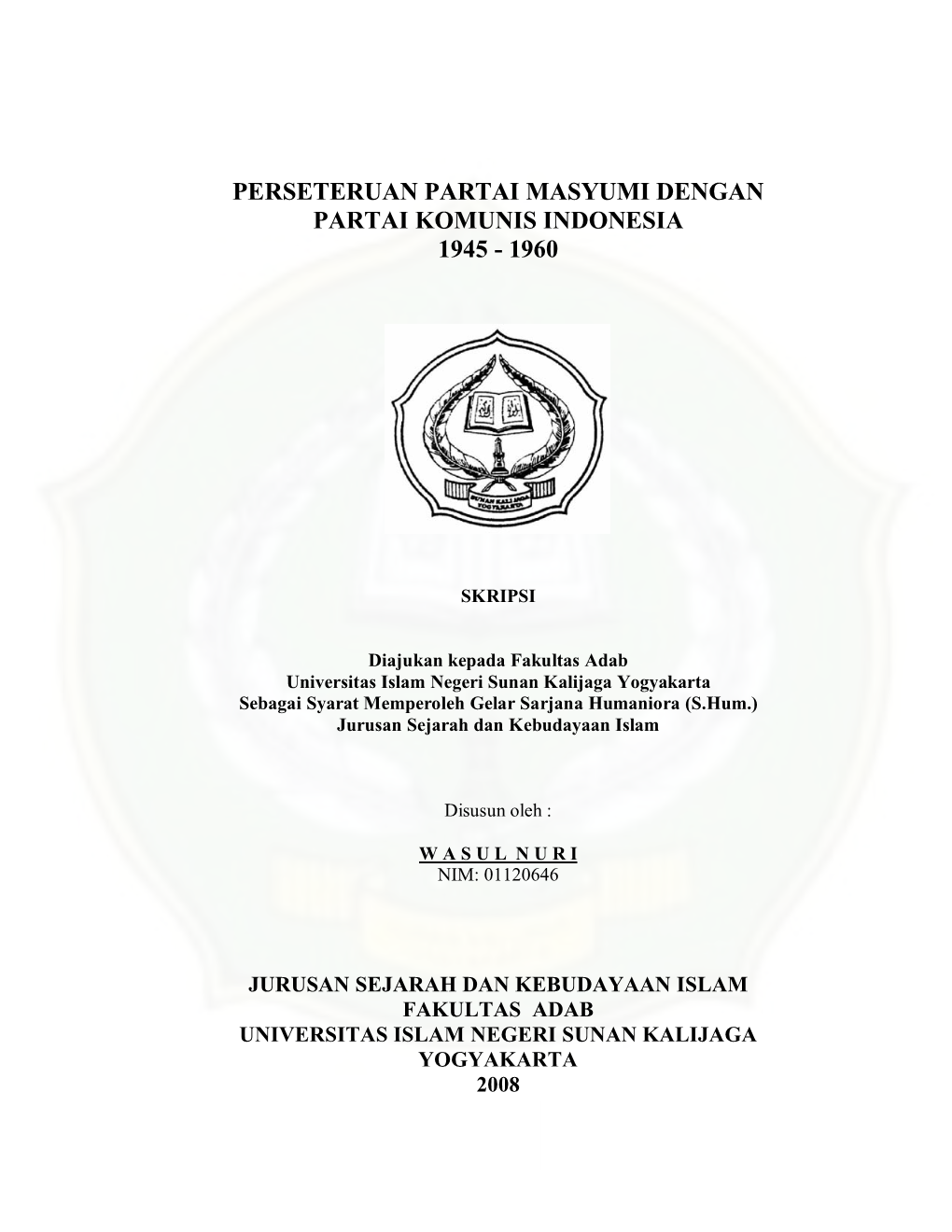 Perseteruan Partai Masyumi Dengan Partai Komunis Indonesia 1945 - 1960