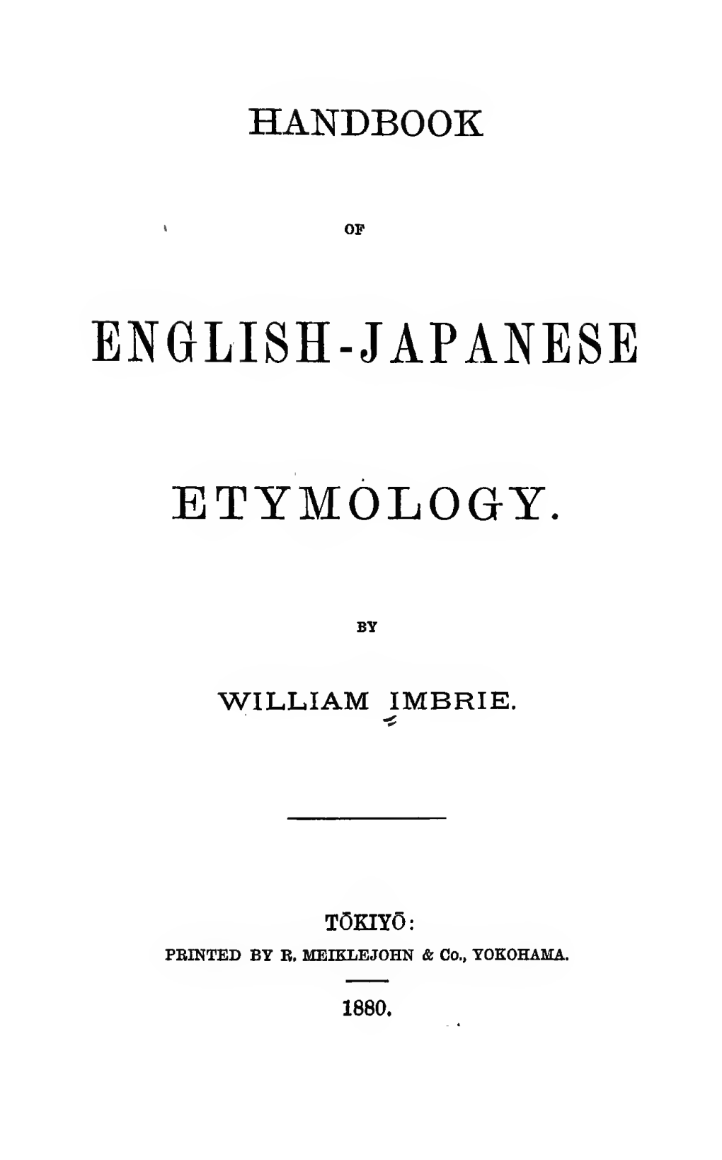 Handbook of English-Japanese Etymology