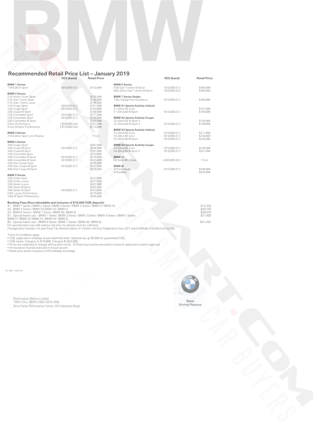 BMW Pricelist Jan 2019 (2019-01-11)