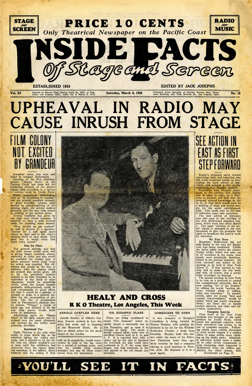 Inside Facts of Stage and Screen (March 8, 1930)