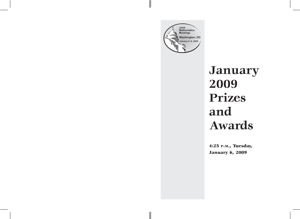 January 2009 Prizes and Awards