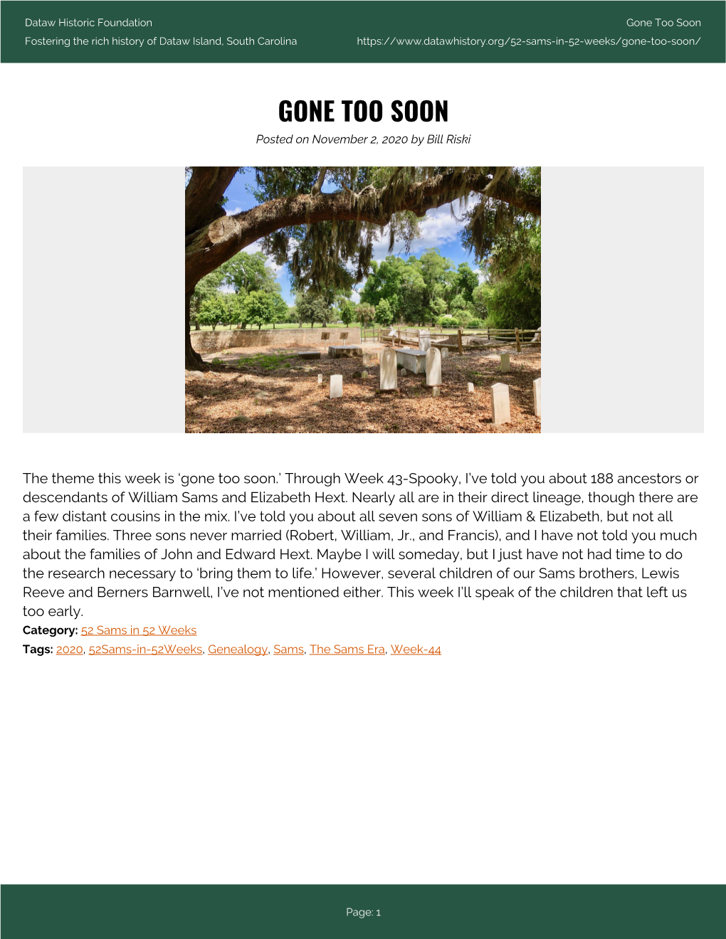 Gone Too Soon Fostering the Rich History of Dataw Island, South Carolina