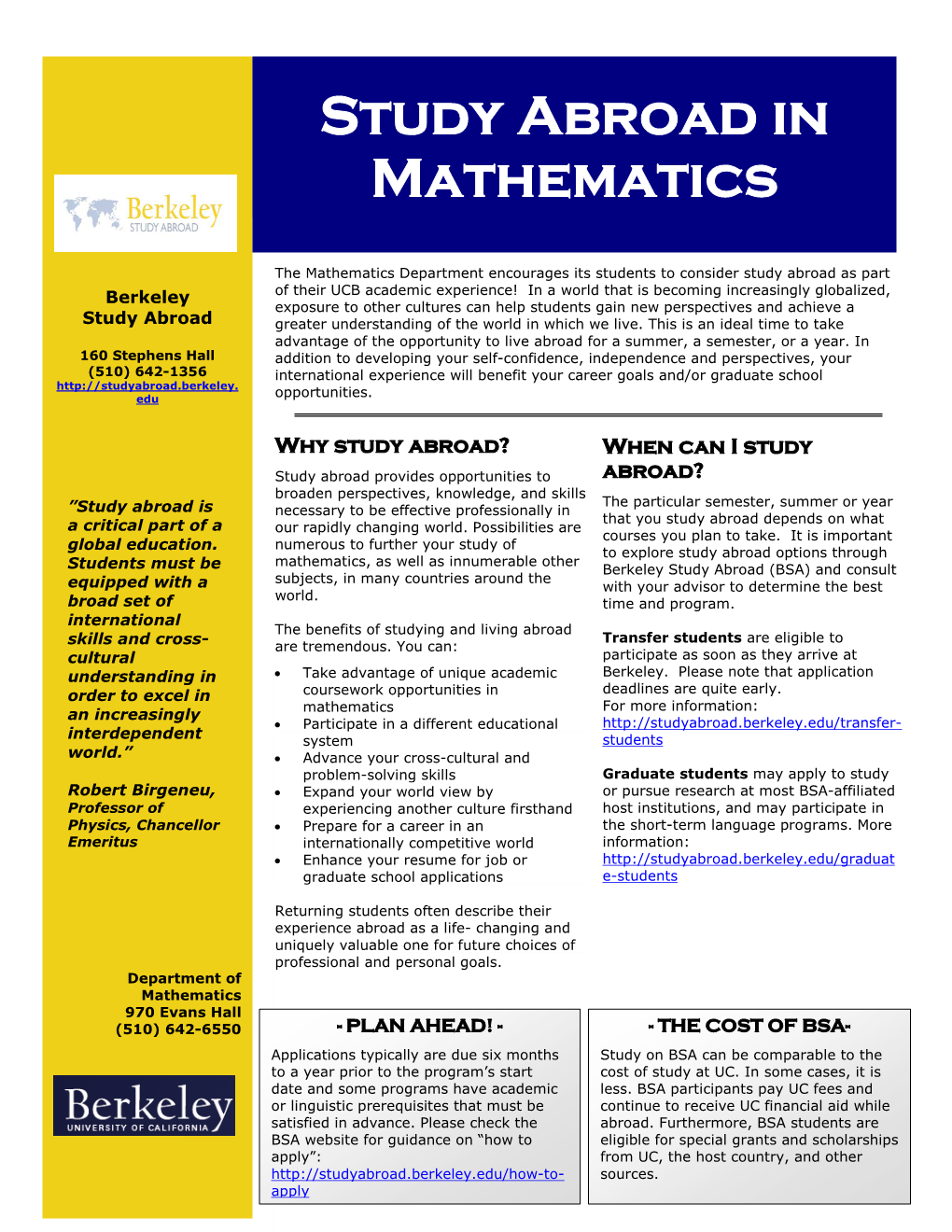 Study Abroad in Mathematics