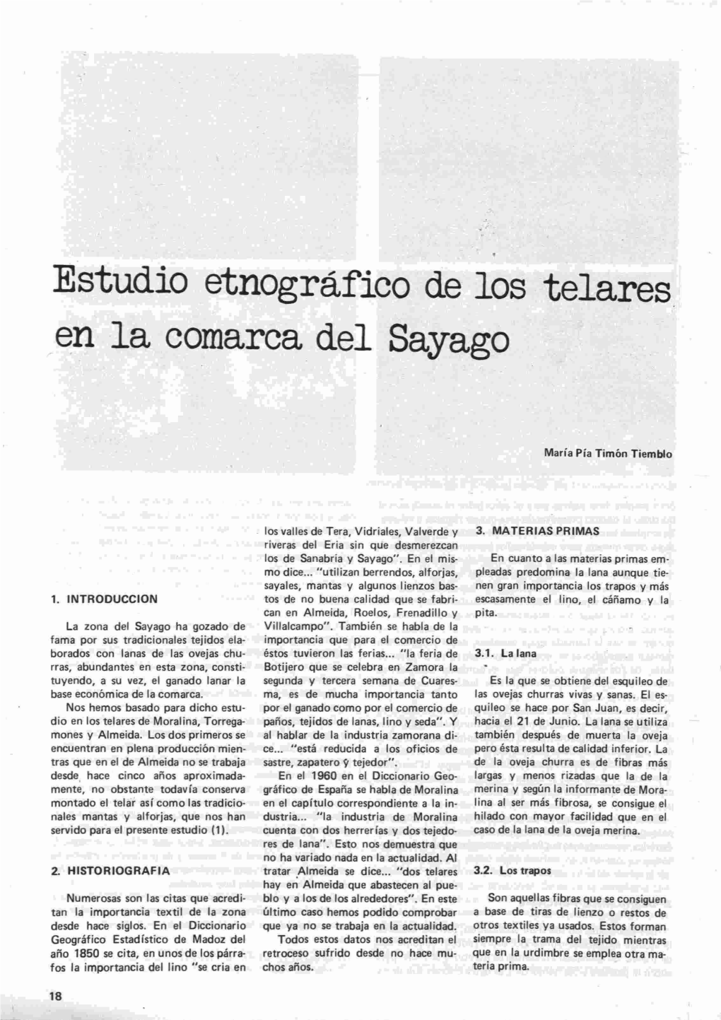 Estudio Etnográfico De Los Telares ~N La Comarca.Del Sayago