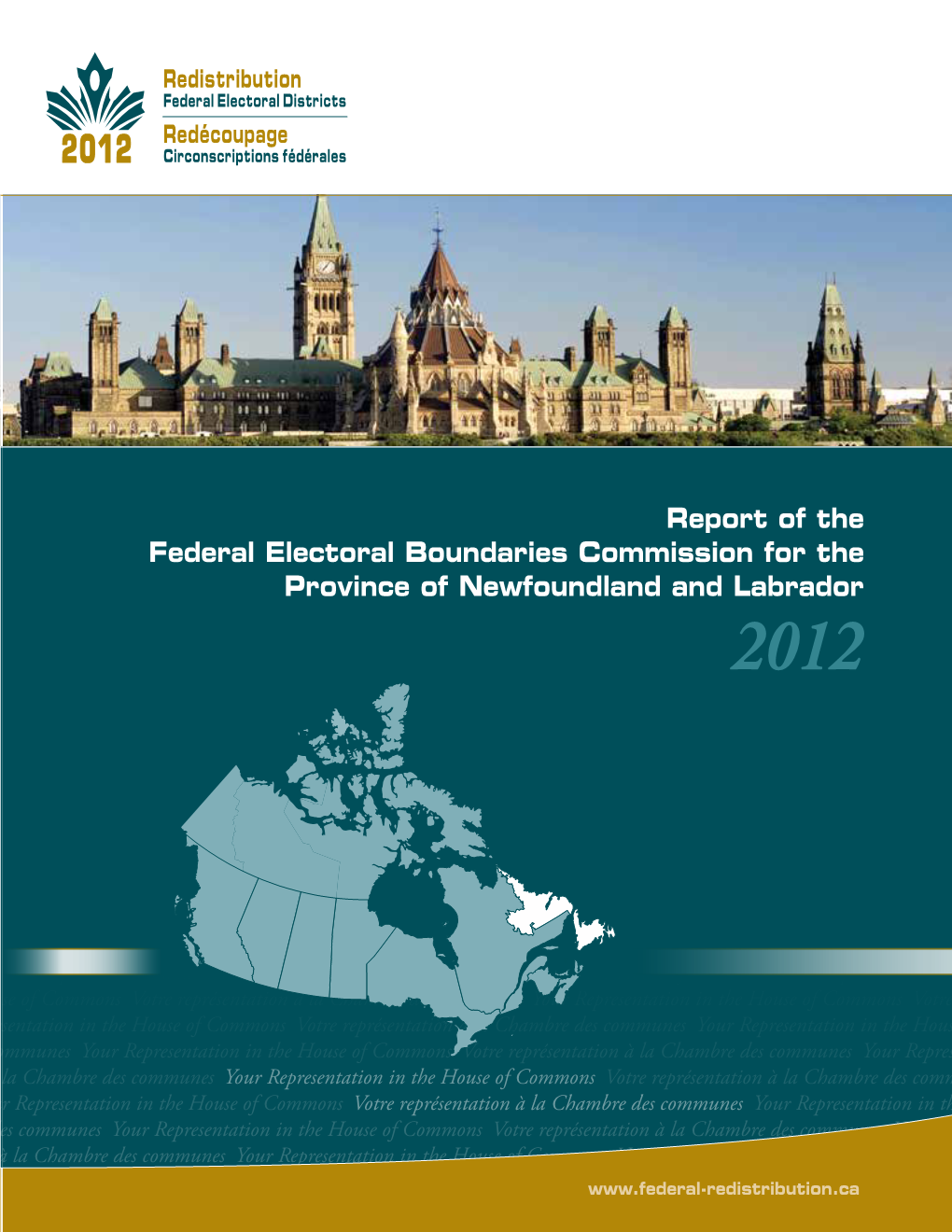 Report of the Federal Electoral Boundaries Commission for the Province of Newfoundland and Labrador 2012