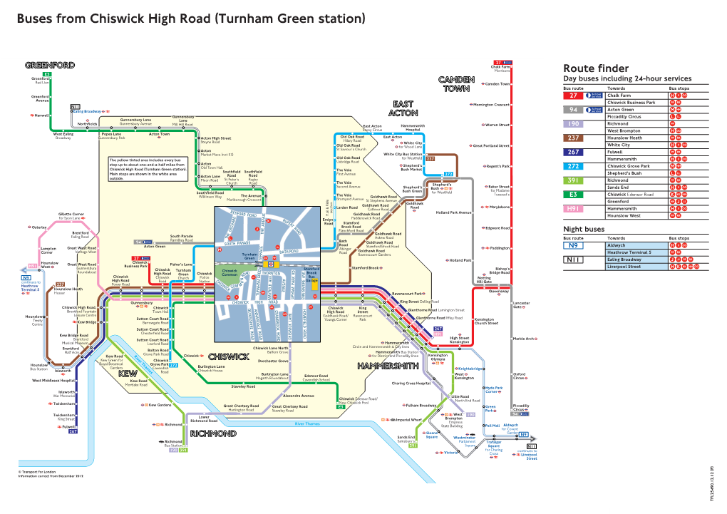 Buses from Chiswick High Road (Turnham Green Station)