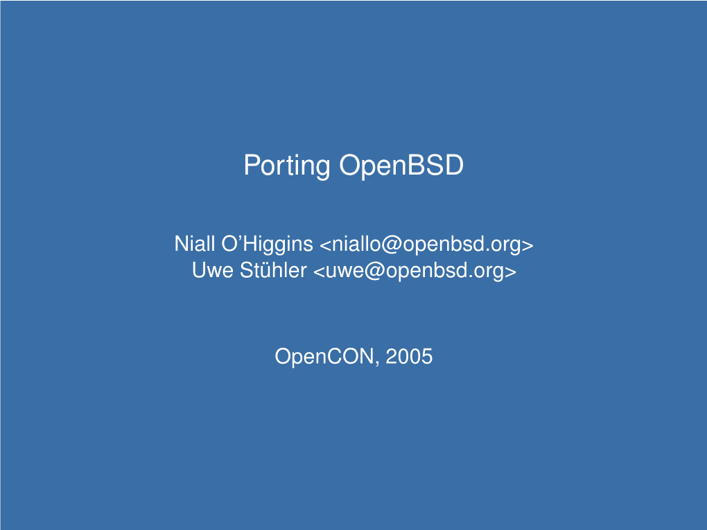 Porting Openbsd Openbsd/Zaurus