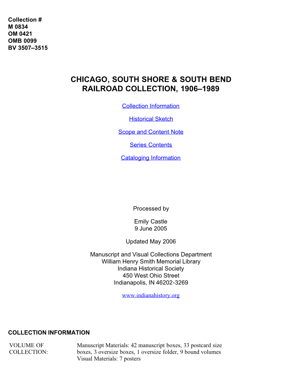 Chicago, South Shore & South Bend Railroad Collection