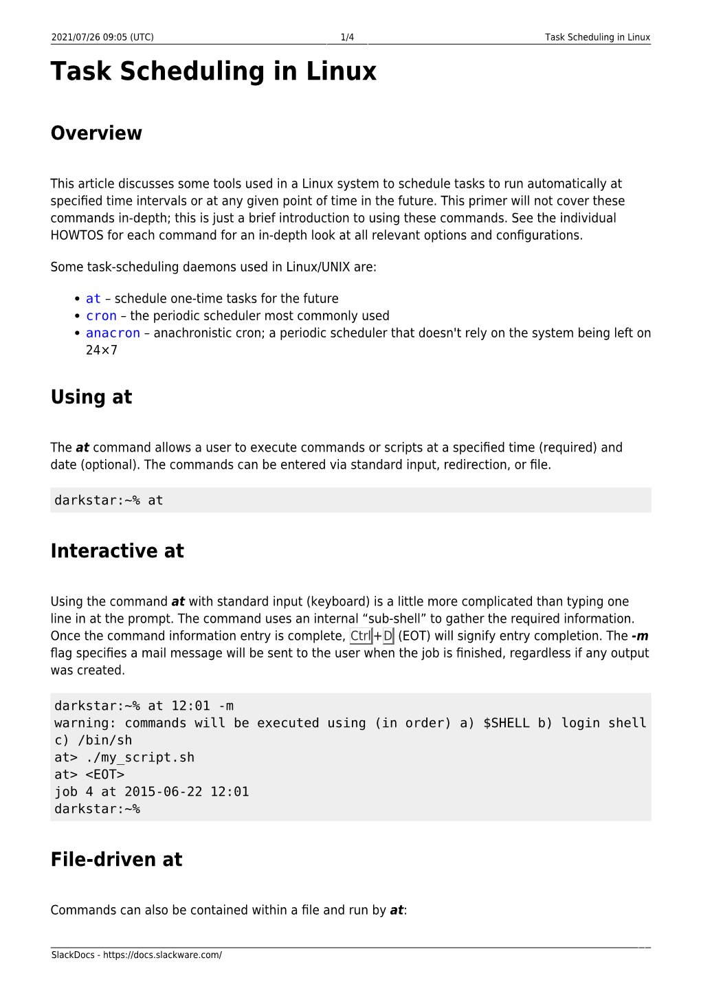 Task Scheduling in Linux Task Scheduling in Linux