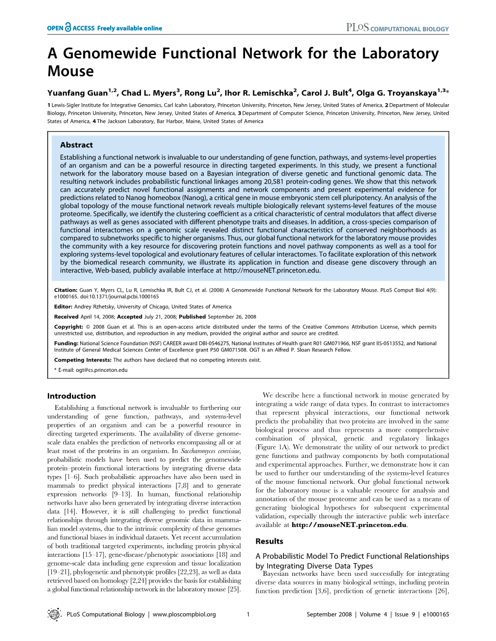 A Genomewide Functional Network for the Laboratory Mouse