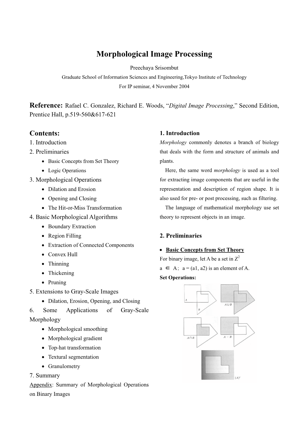 Morphological Image Processing