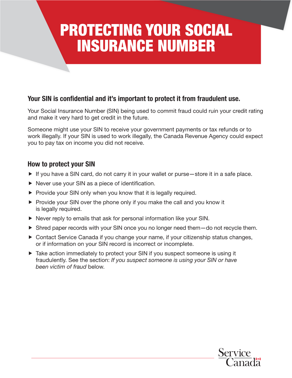 Protecting Your Social Insurance Number