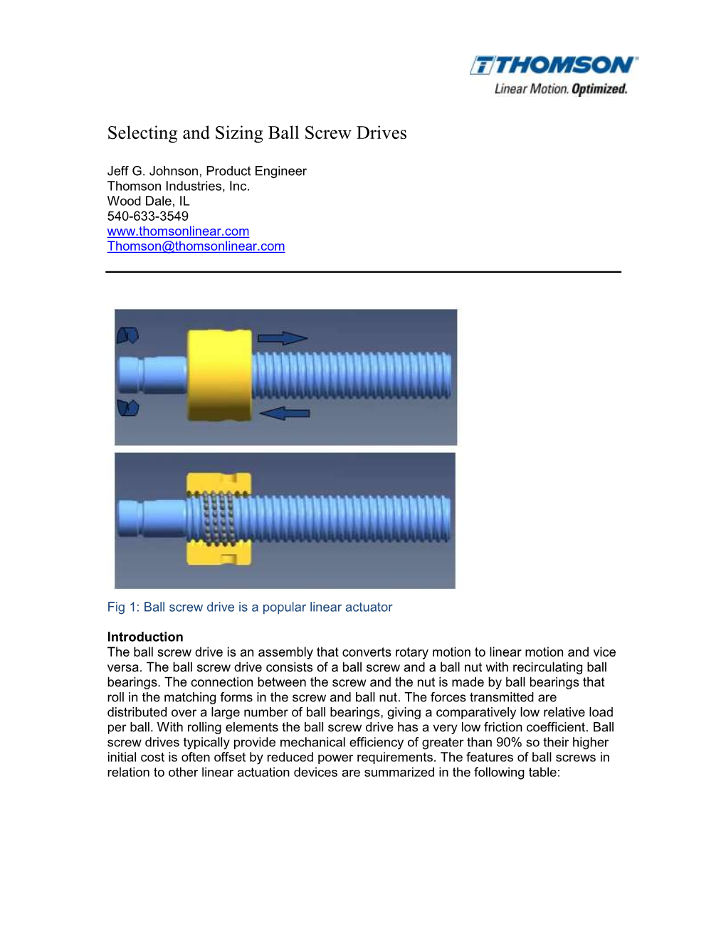 Selecting and Sizing Ball Screw Drives