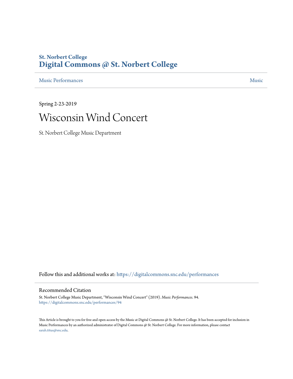 Wisconsin Wind Concert St