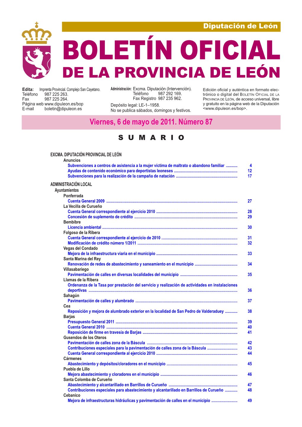 Boletín Oficial De La Provincia De León