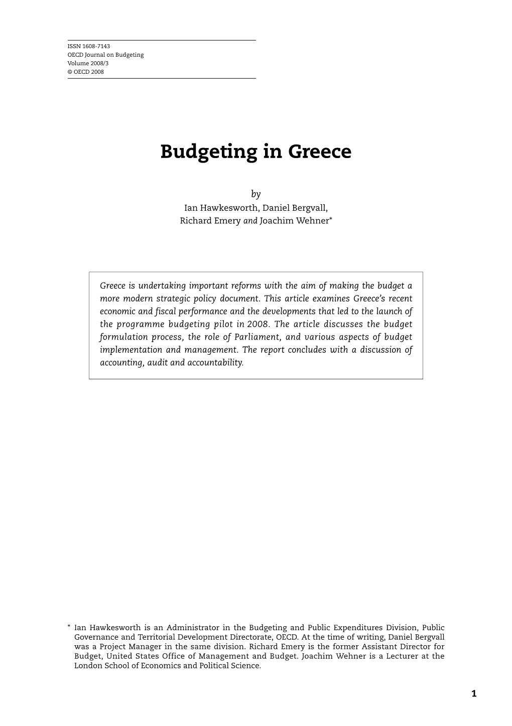 Budgeting in Greece