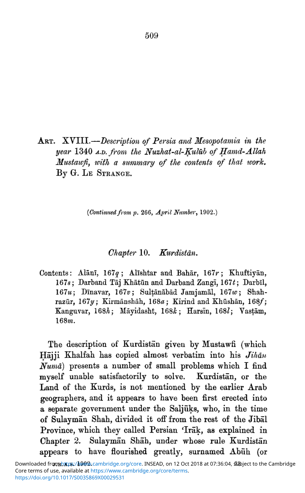 ART. XVIII.—Description of Persia and Mesopotamia in the Year 1340 A.D