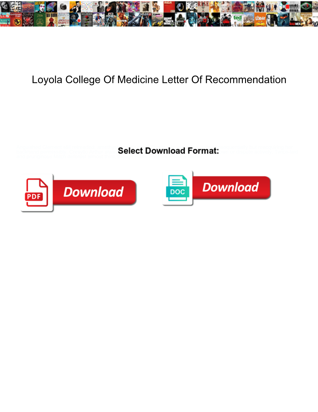 Loyola College of Medicine Letter of Recommendation