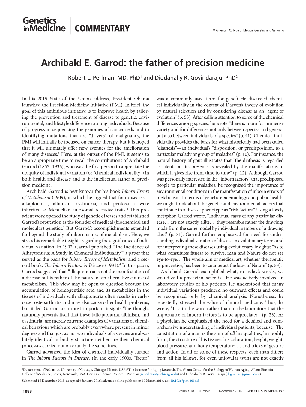 The Father of Precision Medicine