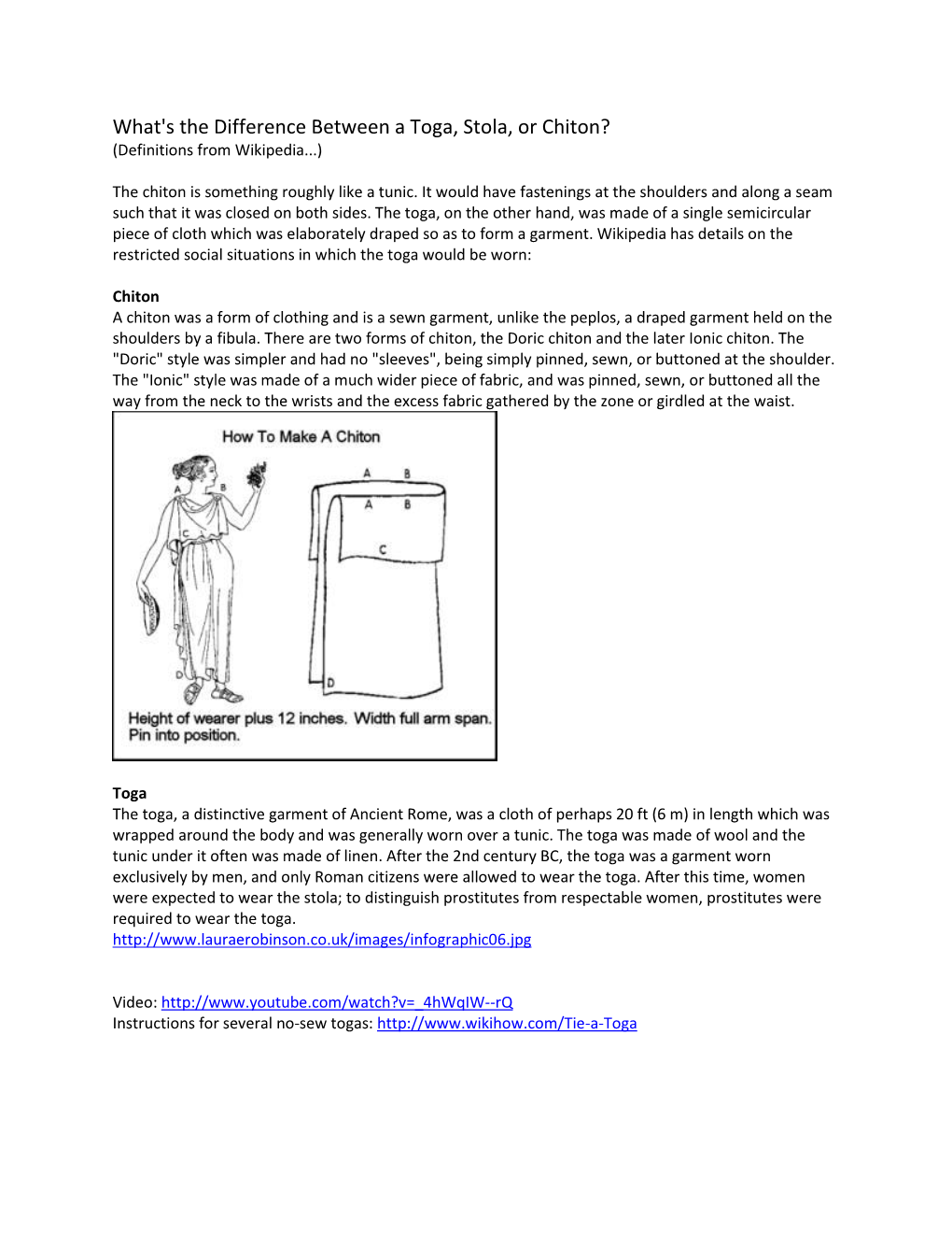 What's the Difference Between a Toga, Stola, Or Chiton? (Definitions from Wikipedia...)