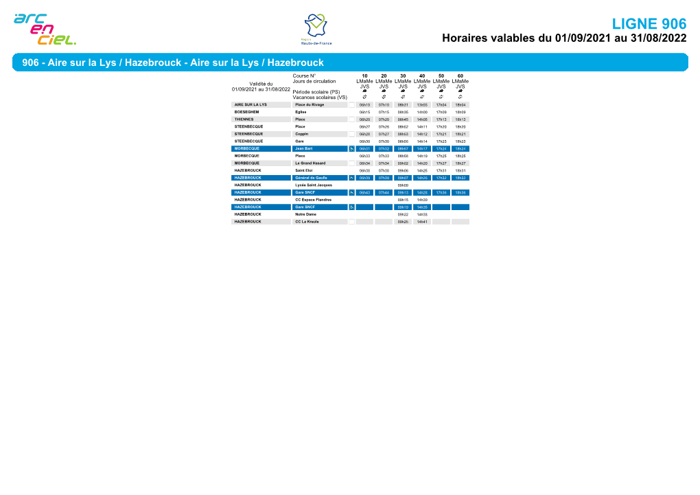 Horaires De La Ligne 906S