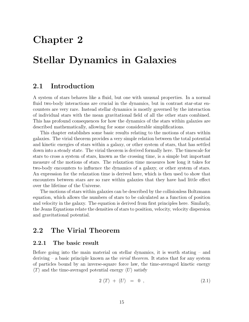 Chapter 2 Stellar Dynamics in Galaxies