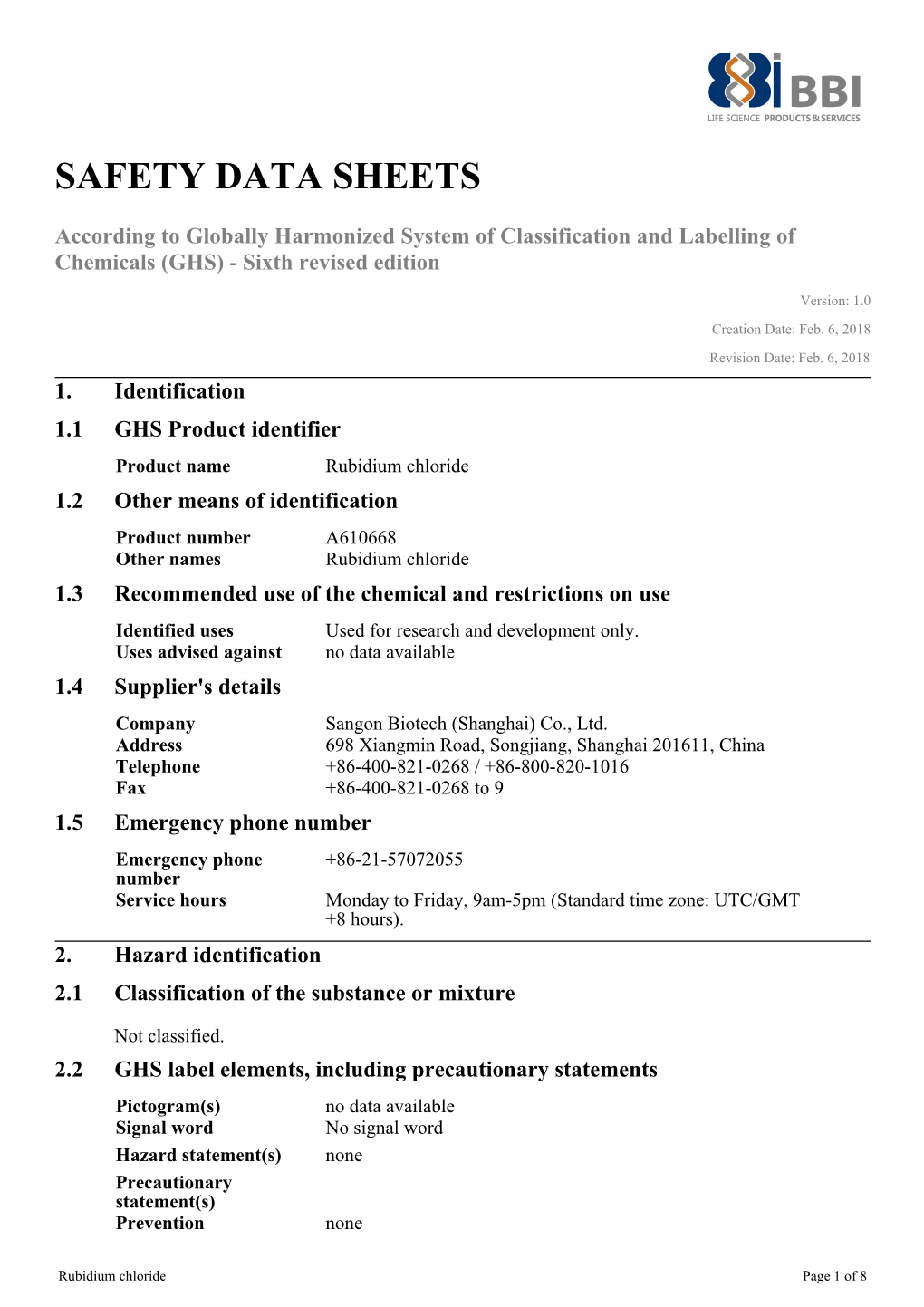 Safety Data Sheets