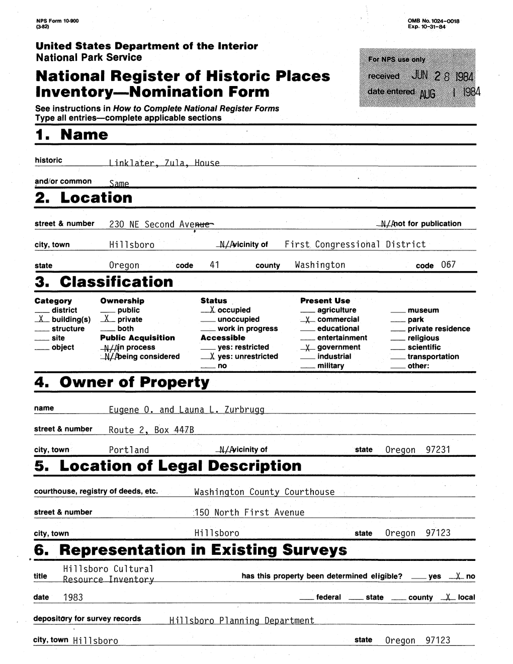 National Register of Historic Places Inventory—Nomination Form 1