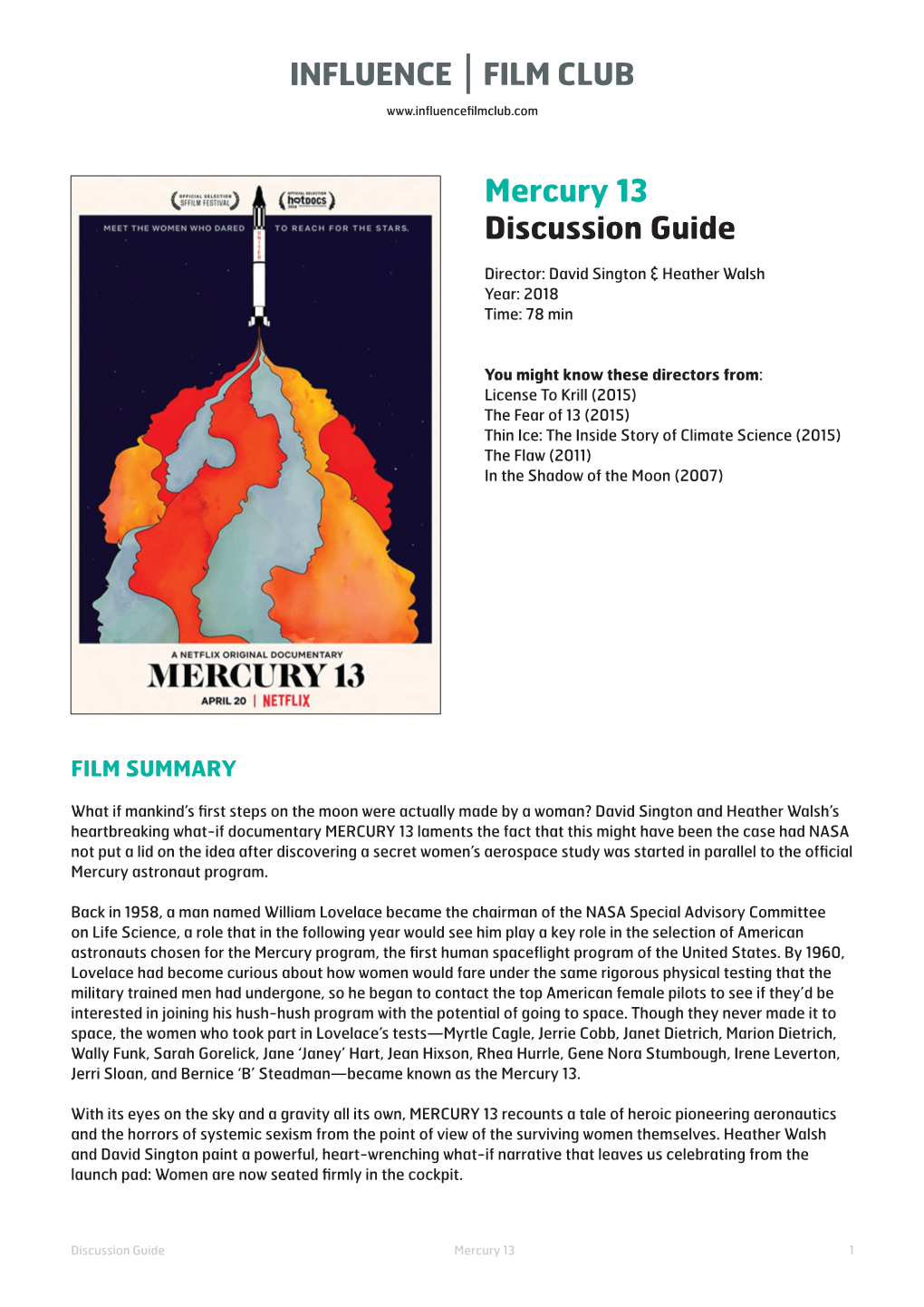 Mercury 13 Discussion Guide