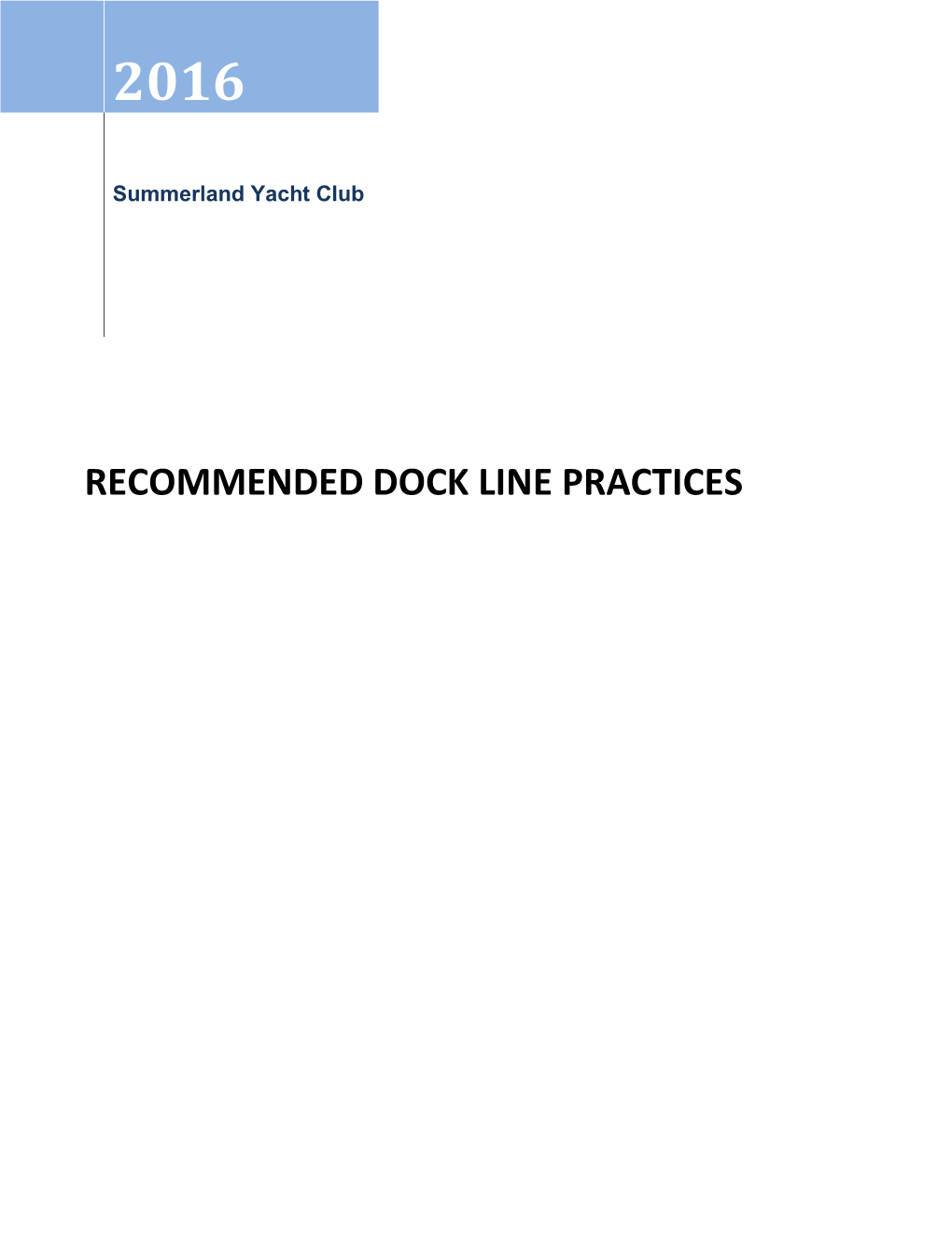 Recommended Dock Line Practices