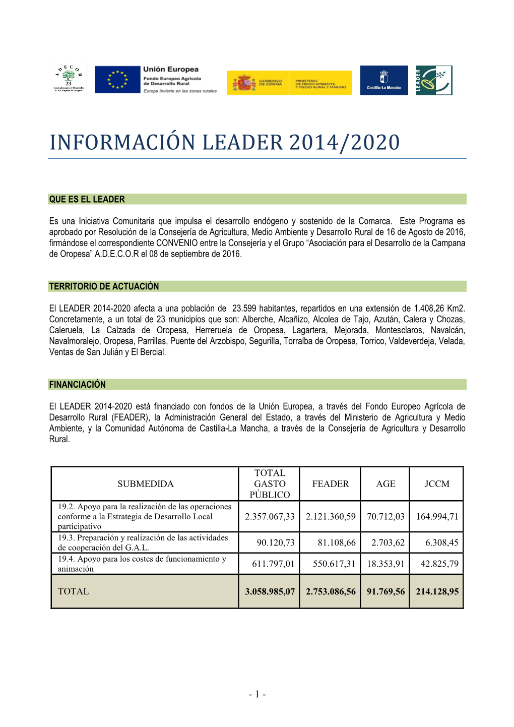 Información Leader 2014/2020