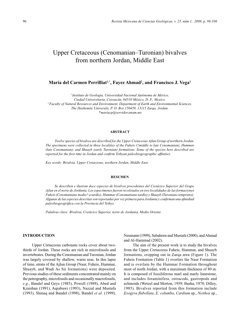 Upper Cretaceous (Cenomanian–Turonian) Bivalves from Northern Jordan, Middle East