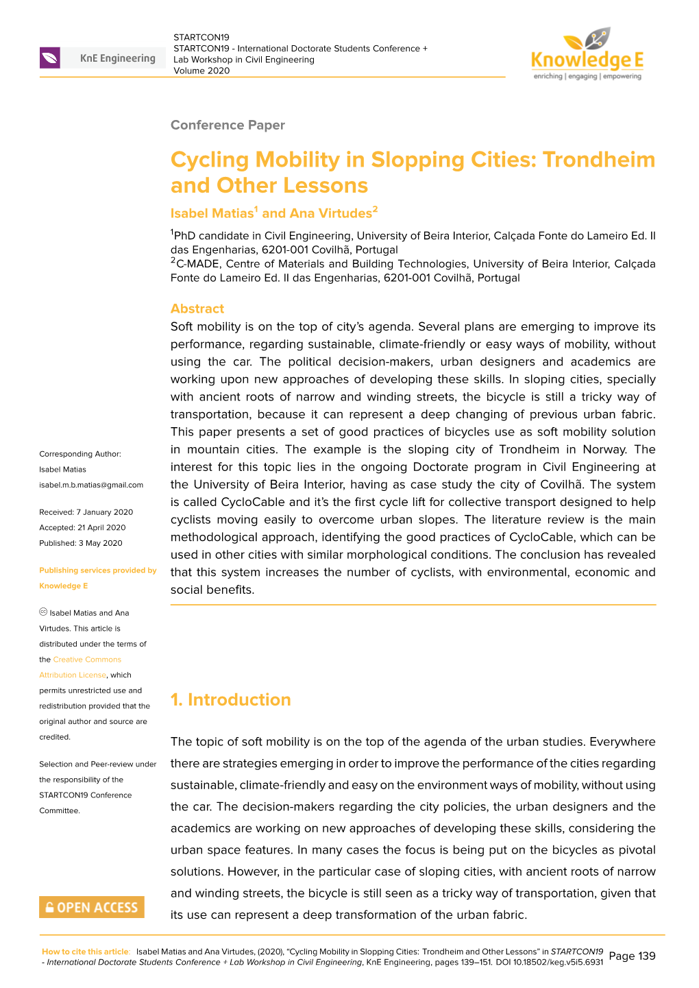 Cycling Mobility in Slopping Cities: Trondheim and Other Lessons