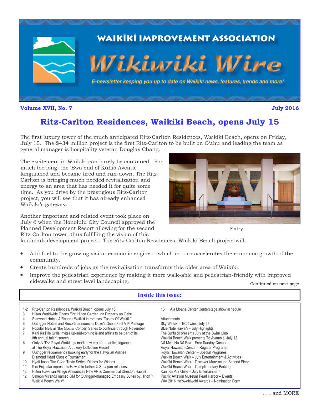 Ritz-Carlton Residences, Waikiki Beach, Opens July 15