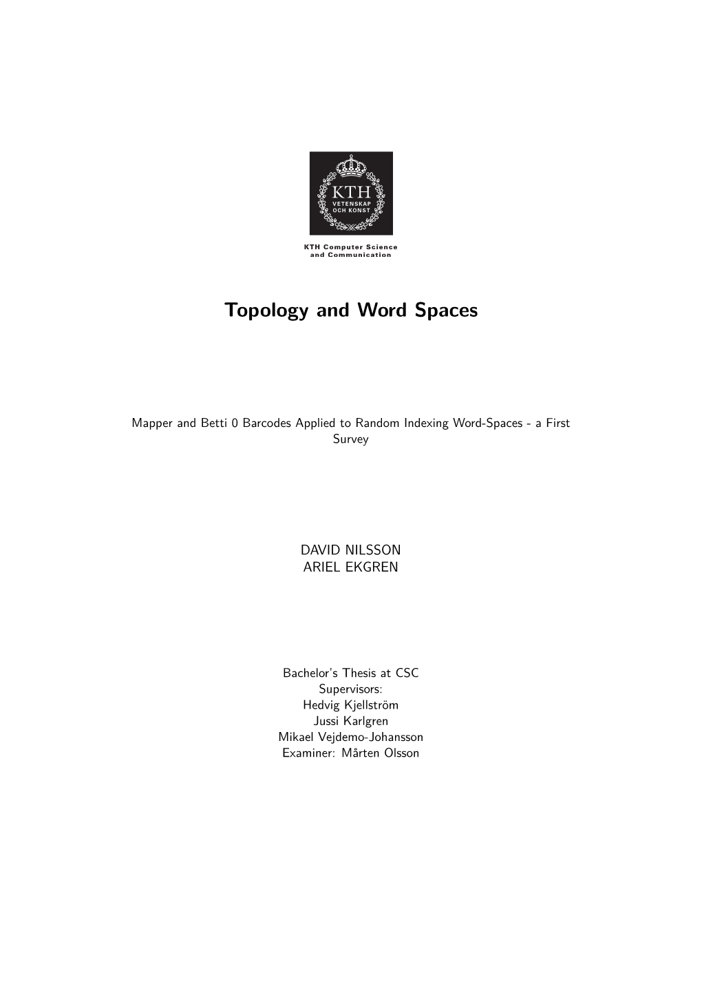 Topology and Word Spaces