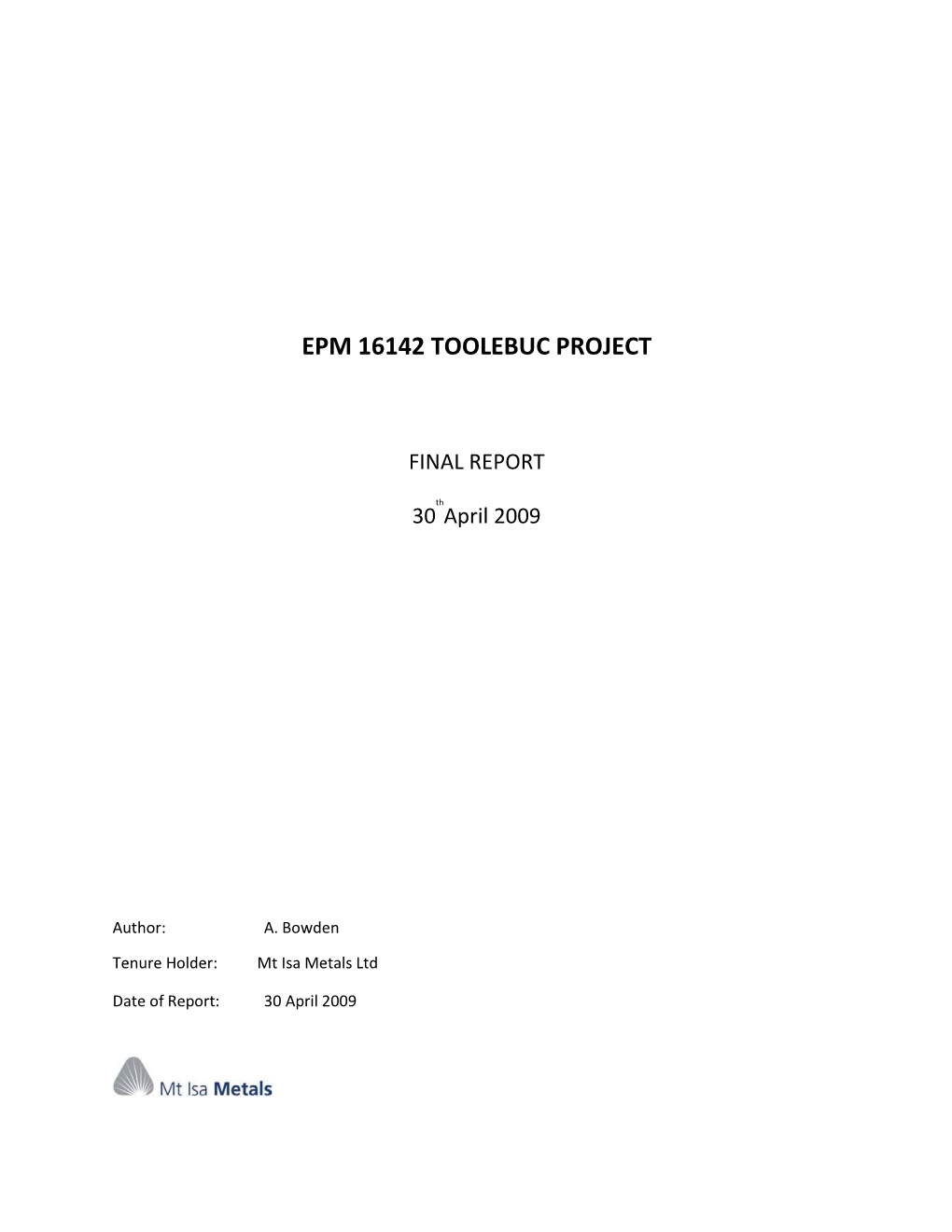 Epm 16142 Toolebuc Project