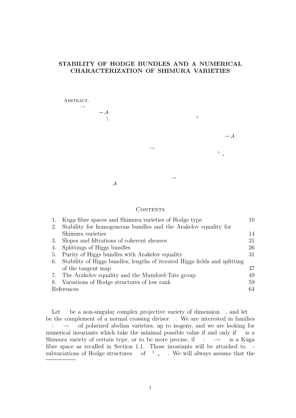 Stability of Hodge Bundles and a Numerical Characterization of Shimura Varieties