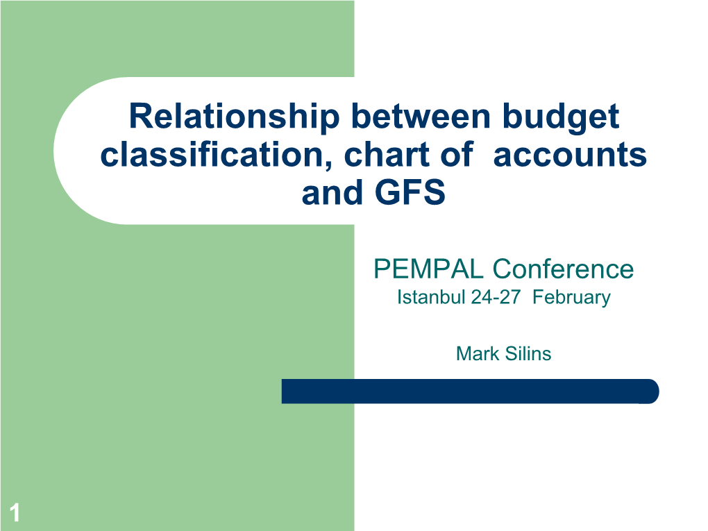 Relationship Between Budget Classification, Chart of Accounts and GFS